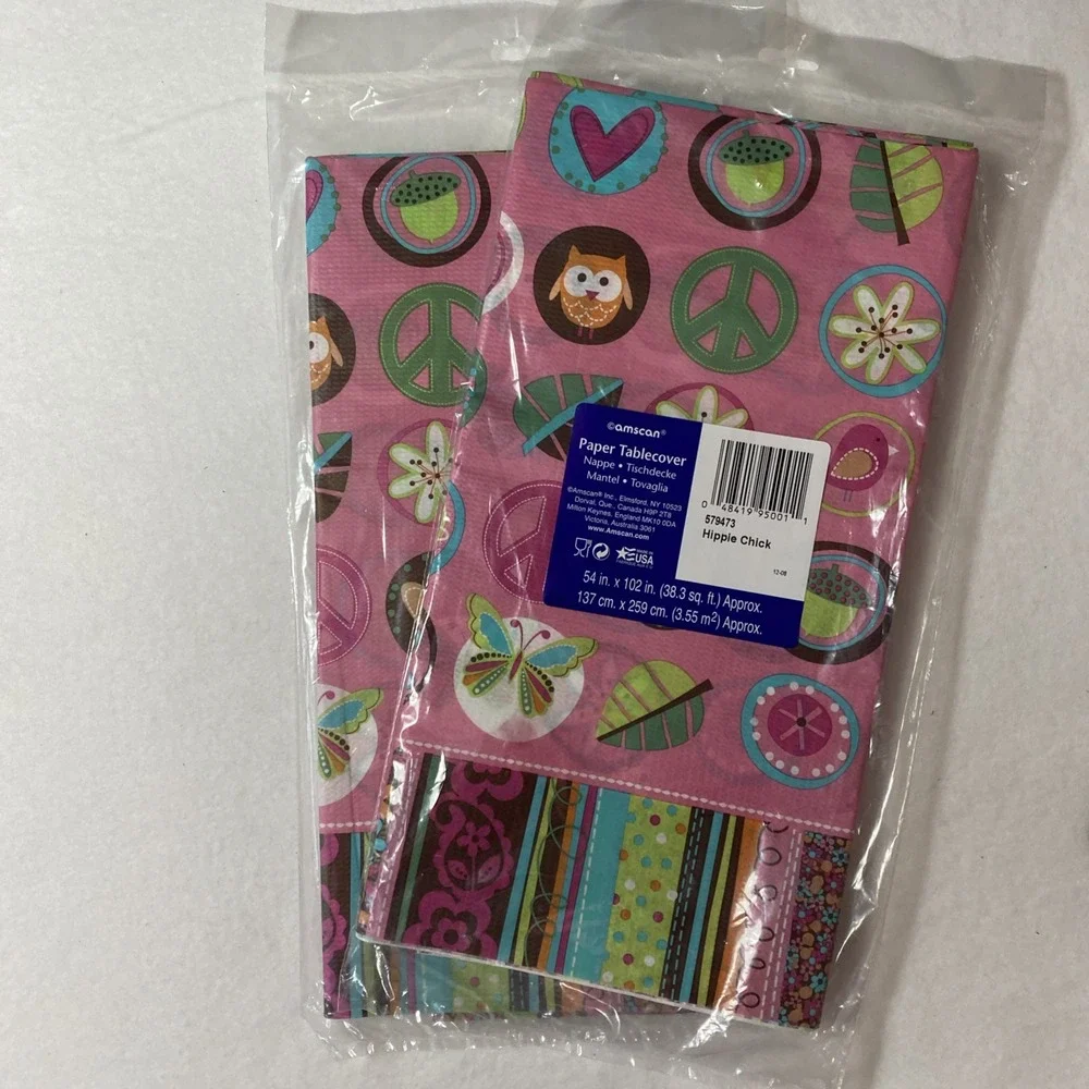 Hippie Chick Peace Owl Pink Tablecover‎ Candles Birthday Party Decoration Lot